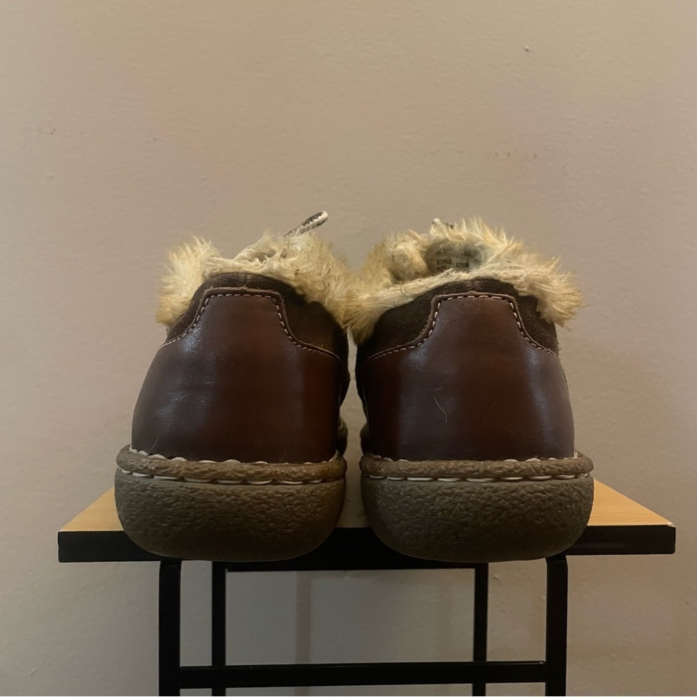 WindRiver Brown Leather & Suede Faux-Fur Lined Lace-Up Loafers – Size 9 GUC - Picture 7 of 16